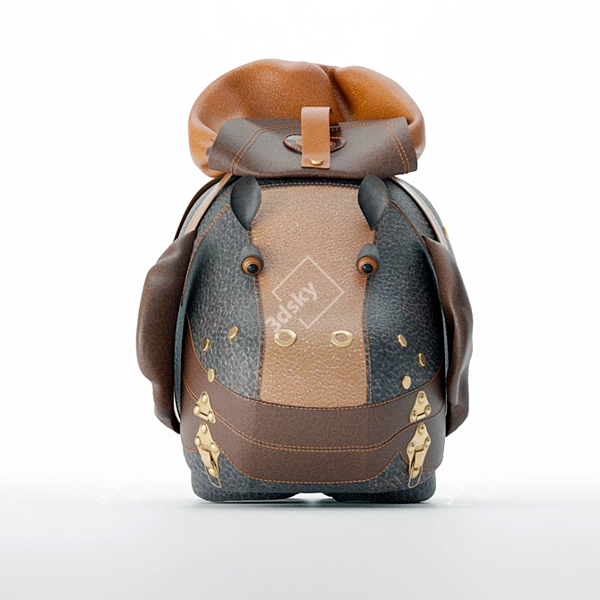 Adorable Hippo Backpack 3D model image 2
