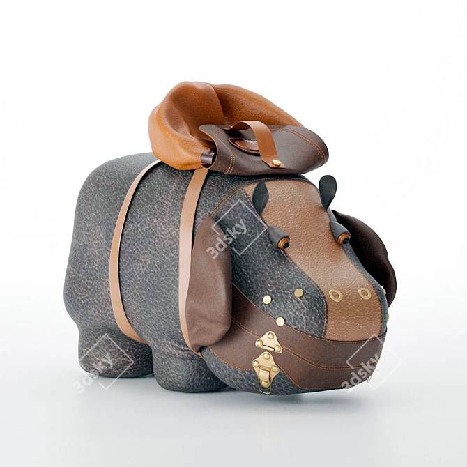 Adorable Hippo Backpack 3D model image 4