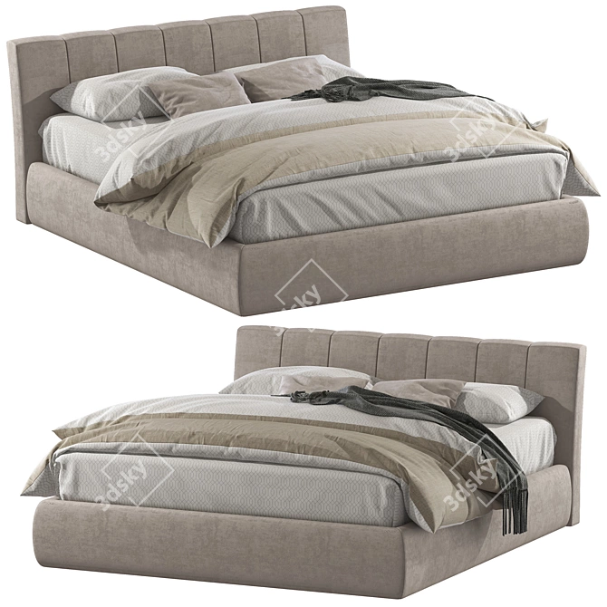 Elegant NORMA Bed 2 - Sleek Design! 3D model image 1