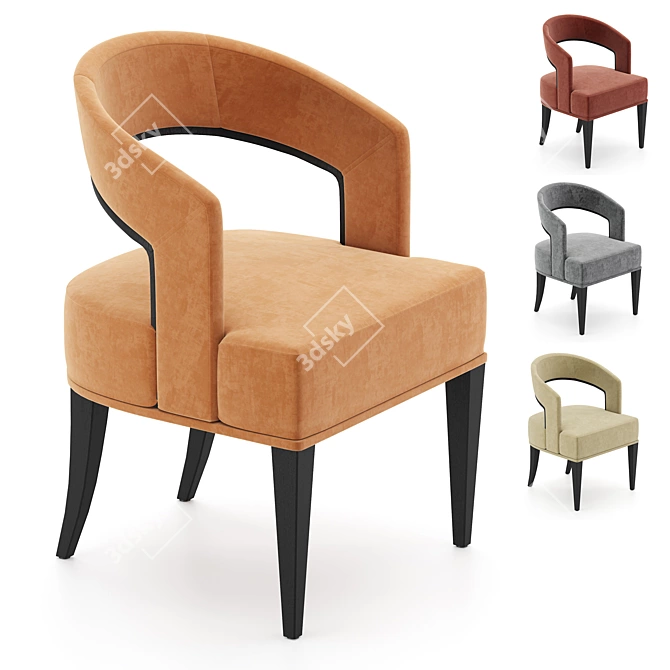 Sleek Gold Curved Accent Chair 3D model image 1