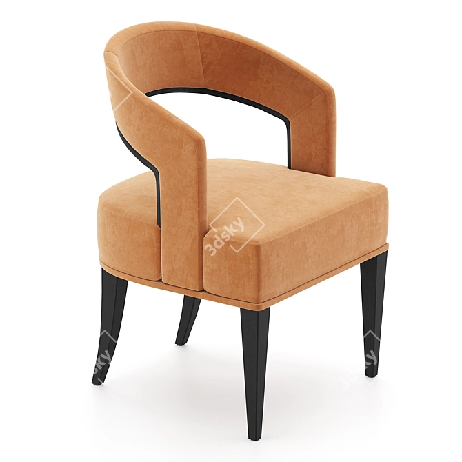 Sleek Gold Curved Accent Chair 3D model image 2