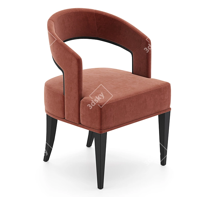 Sleek Gold Curved Accent Chair 3D model image 3