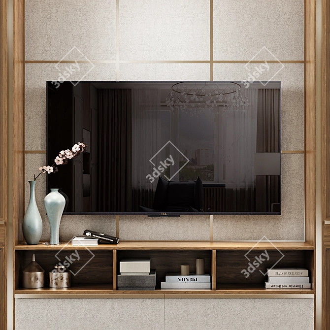 Elegant Neoclassical TV Wall 3D model image 2