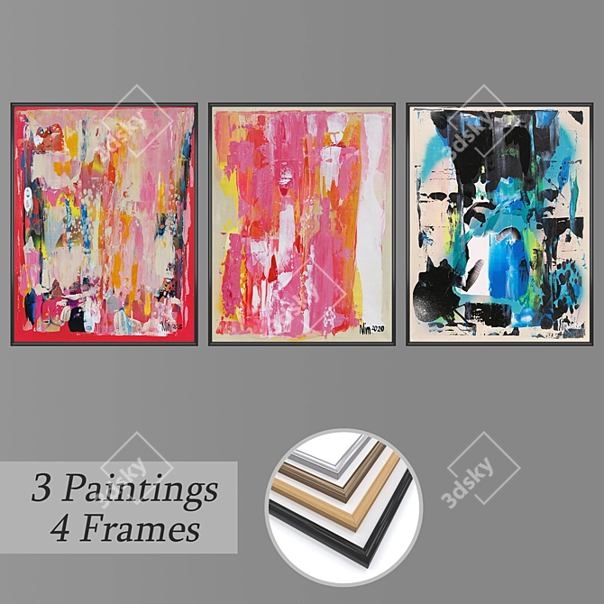 Diverse Set of Wall Paintings 3D model image 1