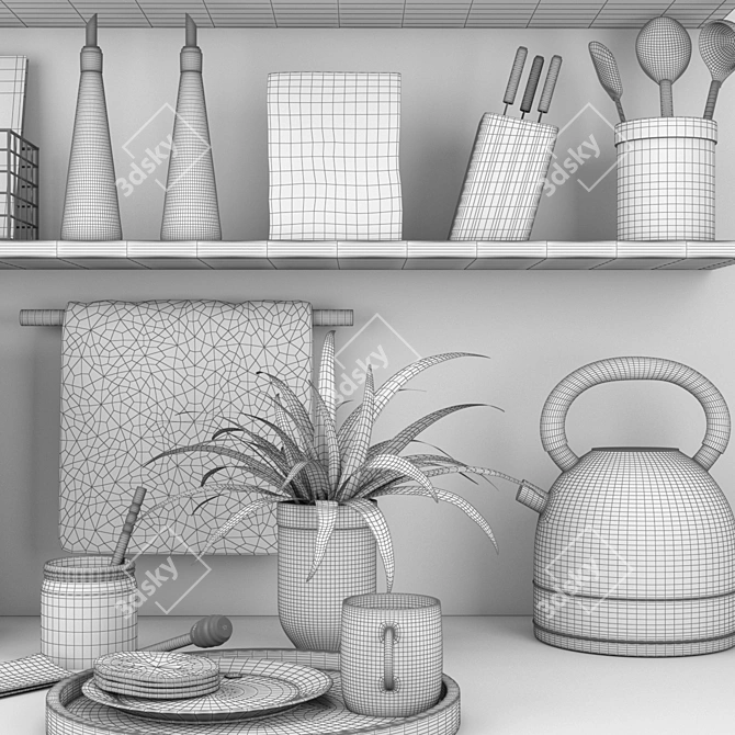 Modern Kitchen Set 8: Stylish Units & High-Quality 3D Models 3D model image 8