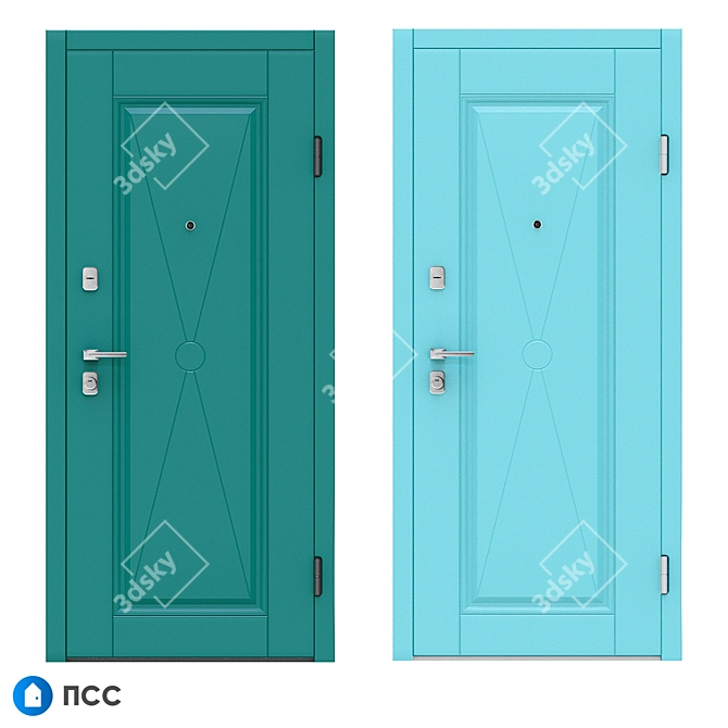 Classic Entrance Door - Cross-62 with PSS 3D model image 4