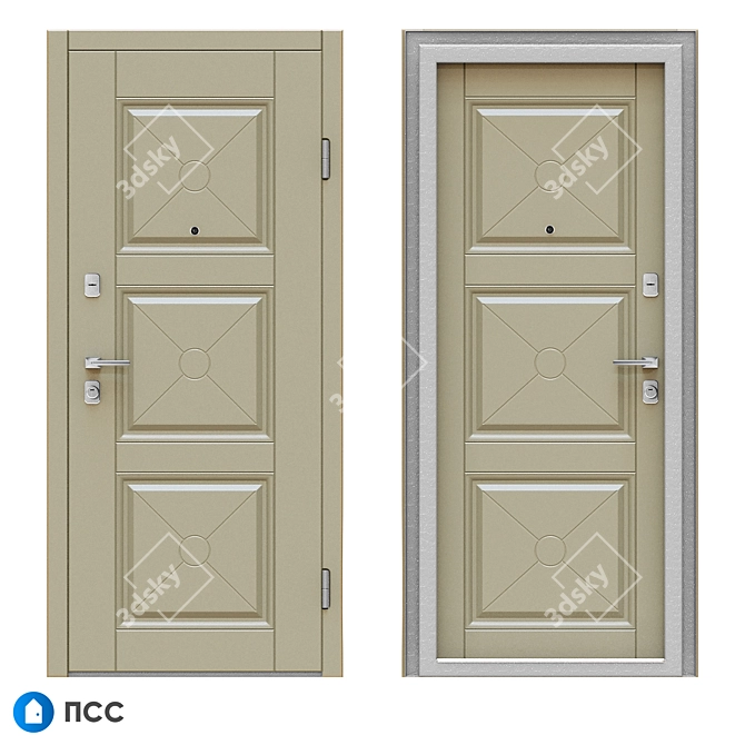 Classic Cross-64 Entrance Door - PSS 3D model image 5