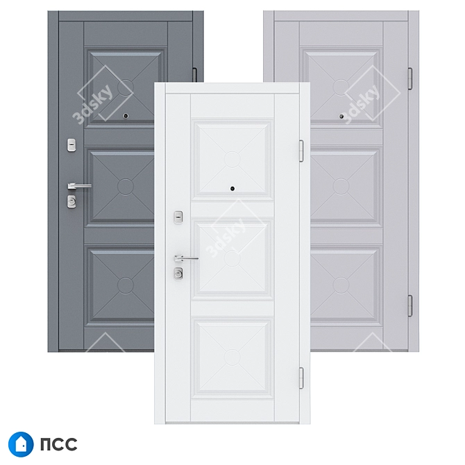 Classic Cross-64 Entrance Door - PSS 3D model image 1