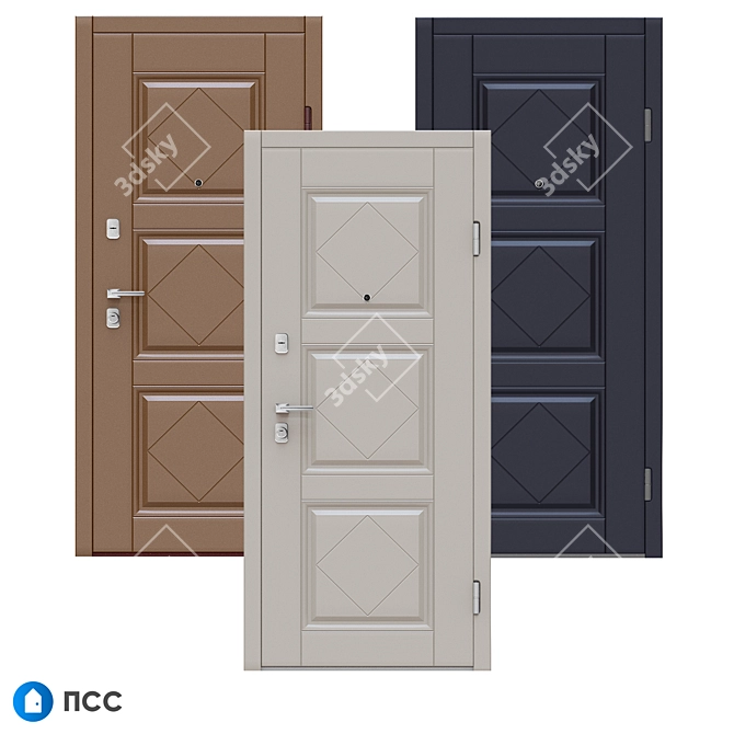 Classic Entrance Door (Romb-60) - PSS 3D model image 3