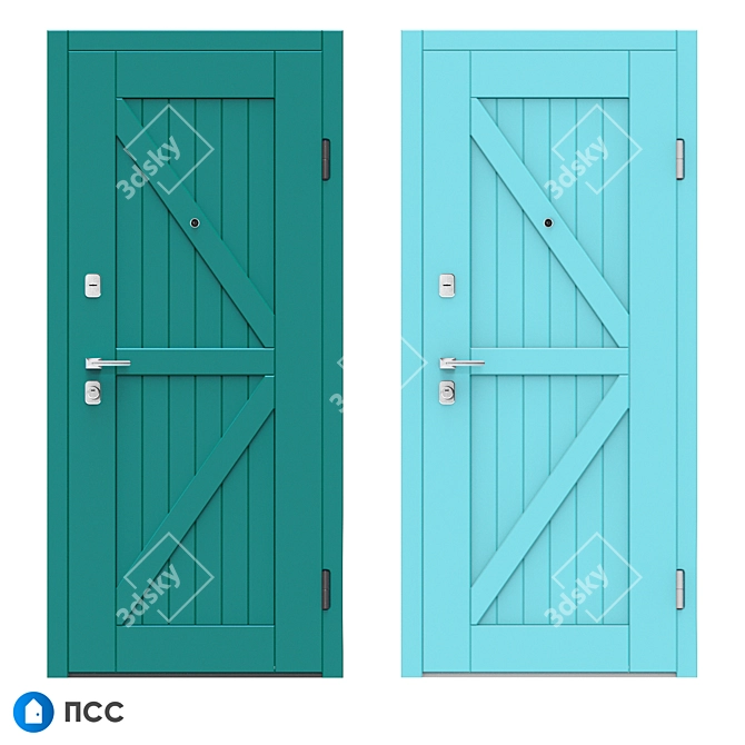 LOFT-139 Entrance Door: Modern Style, Solid Oak Wood Panel 3D model image 4