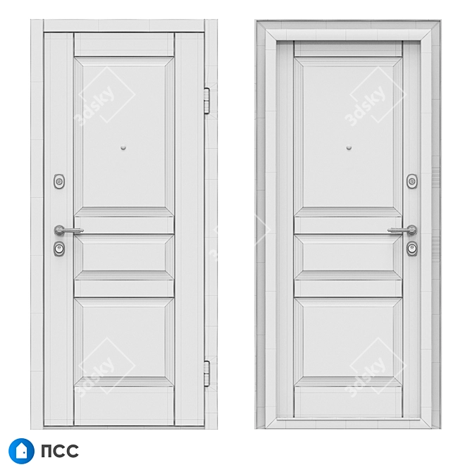 Classic Oak Entrance Door - Eco-70 3D model image 3