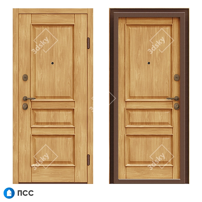 Classic Style Oak Entrance Door - ECO Series 3D model image 1