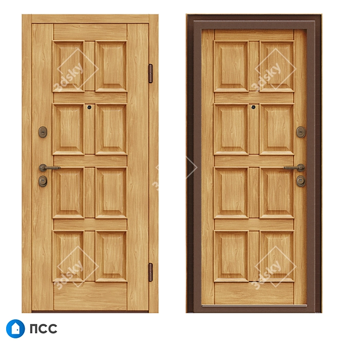 Title: ECO-81 OM Entrance Door in Classic Style 3D model image 1
