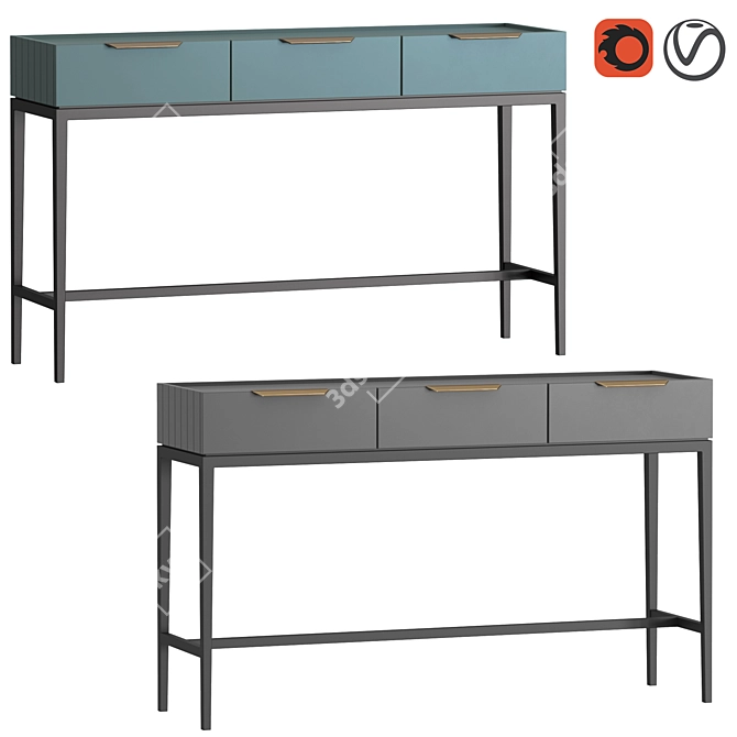 Modern Metropolitan Console with 3 Drawers 3D model image 1