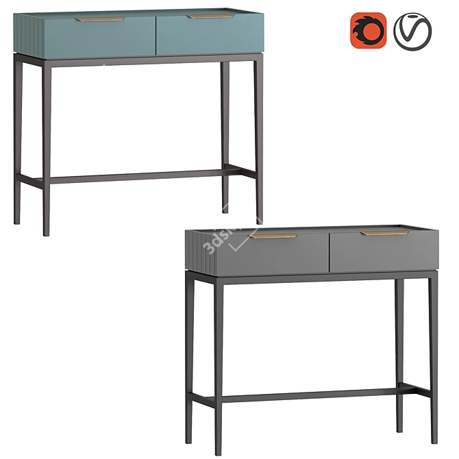 Metropolitan Console with 3 Drawers 3D model image 1