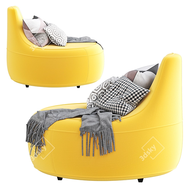 SARUYAMA Island Armchair: Modern Comfort with a Touch of Nature 3D model image 2