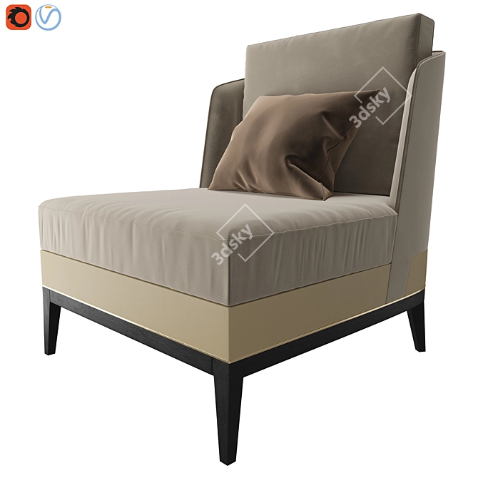 Arthur Velvet Upholstered Armchair 3D model image 1
