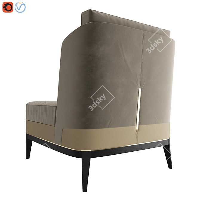 Arthur Velvet Upholstered Armchair 3D model image 2