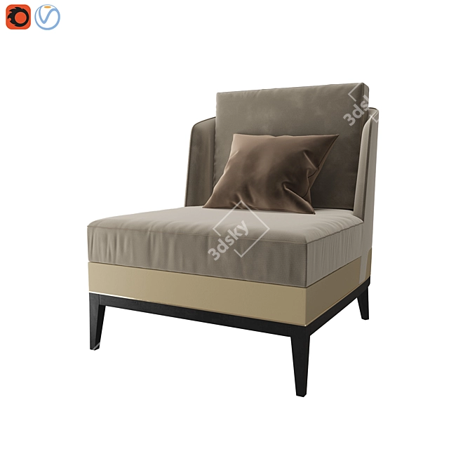 Arthur Velvet Upholstered Armchair 3D model image 3