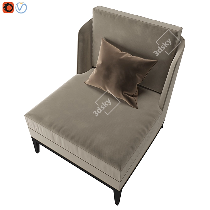 Arthur Velvet Upholstered Armchair 3D model image 5