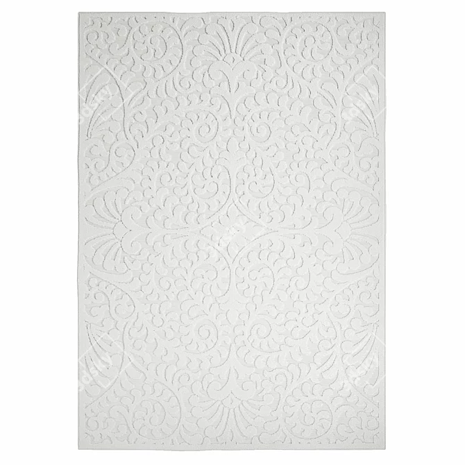 Farmhouse Scrollwork Rug: High-low, Stain Resistant 3D model image 1