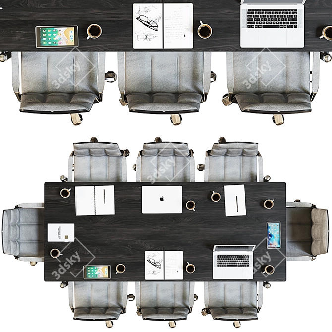 Sleek Modern Conference Table 3D model image 2
