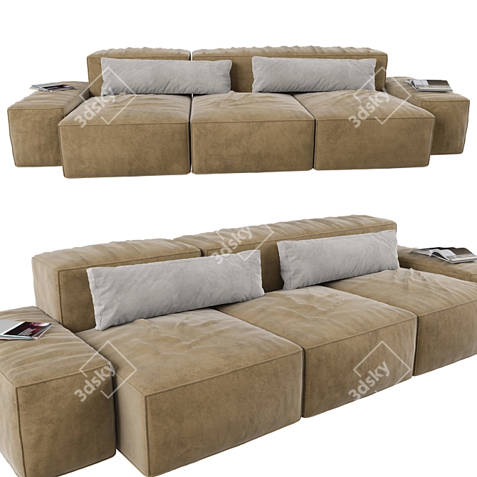 Contemporary Living Divani Sofa - Stylish & Spacious 3D model image 1