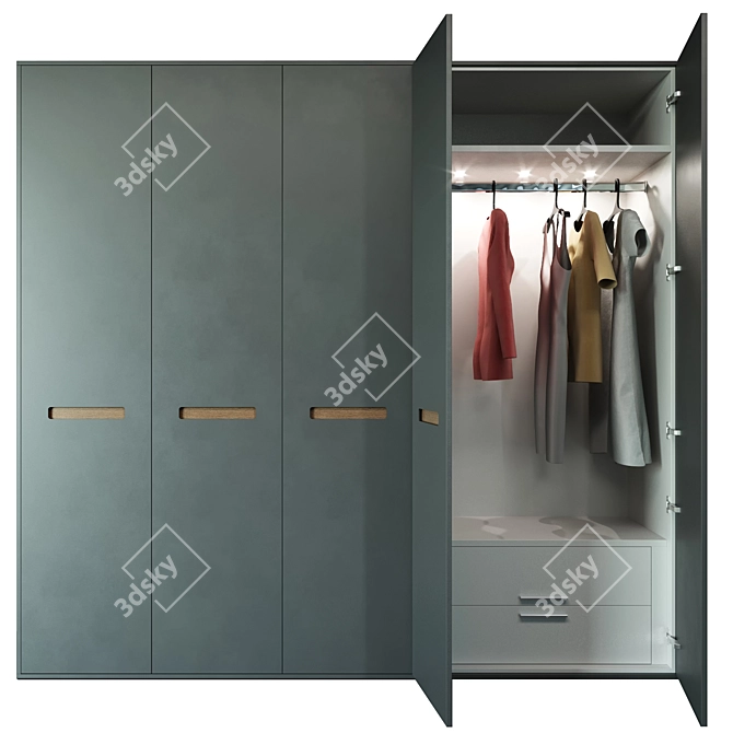 Veneran Domino Armadi: Sleek and Spacious Wardrobe 3D model image 1