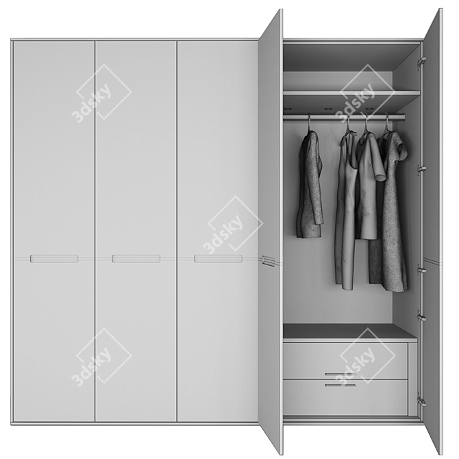 Veneran Domino Armadi: Sleek and Spacious Wardrobe 3D model image 3