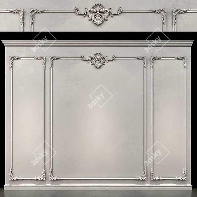 Classic Boiserie Wall Panels 3D model image 1