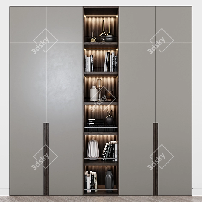 Modern Integrated Handle Wardrobe 3D model image 1