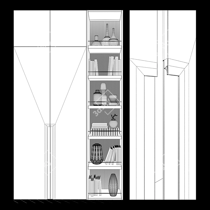 Modern Integrated Handle Wardrobe 3D model image 3