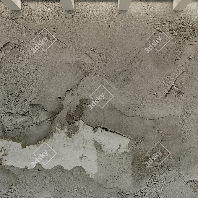 Vintage Concrete Wall: Old, Rough, Textured 3D model image 2