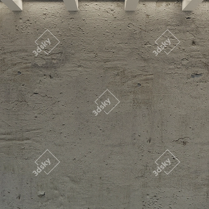 Title: Vintage Concrete Wall: Rough, Textured, Grey 3D model image 2