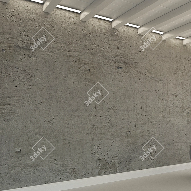 Title: Vintage Concrete Wall: Rough, Textured, Grey 3D model image 3