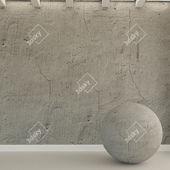 Vintage Concrete Wall Texture 3D model image 1