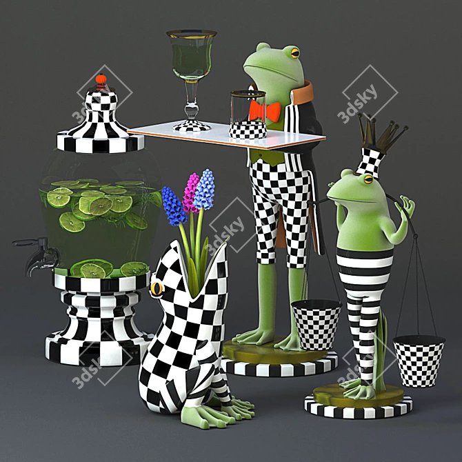 MacKenzie-Childs Courtly Check Decor Set 3D model image 1