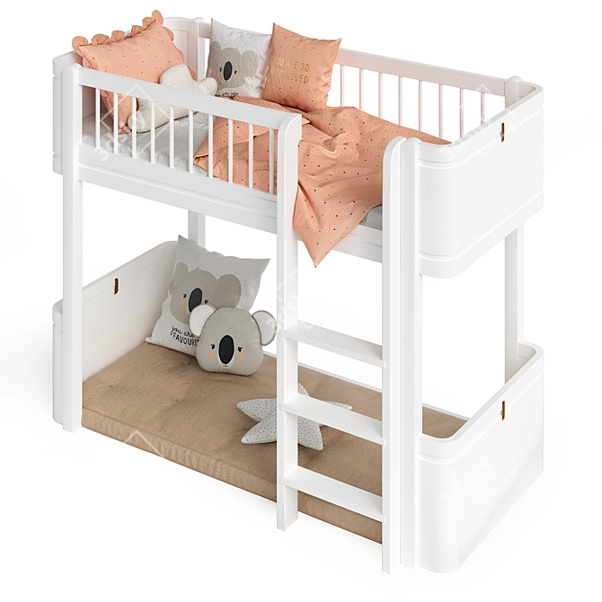 White Mini+ Junior Loft Bed 3D model image 1