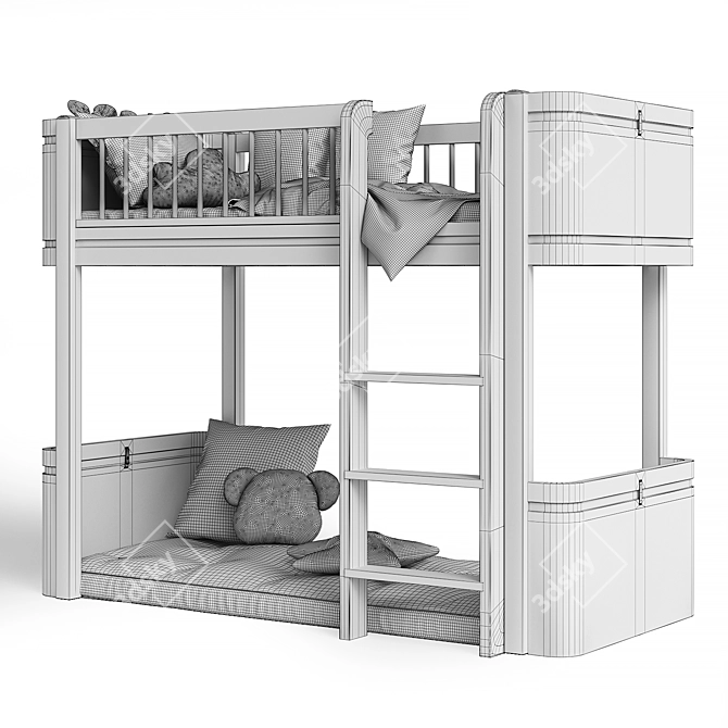 White Mini+ Junior Loft Bed 3D model image 3