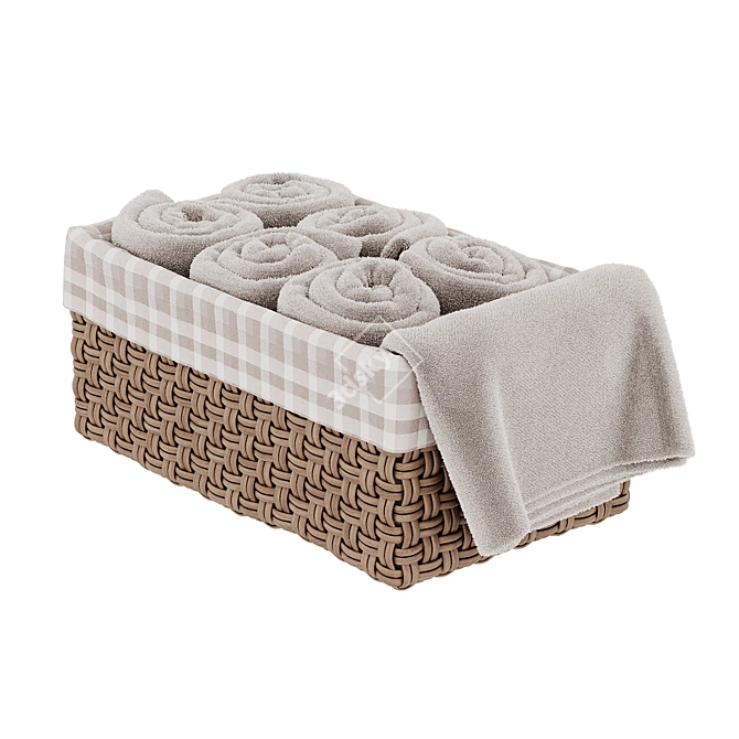 Luxury Towels in Woven Basket 3D model image 5