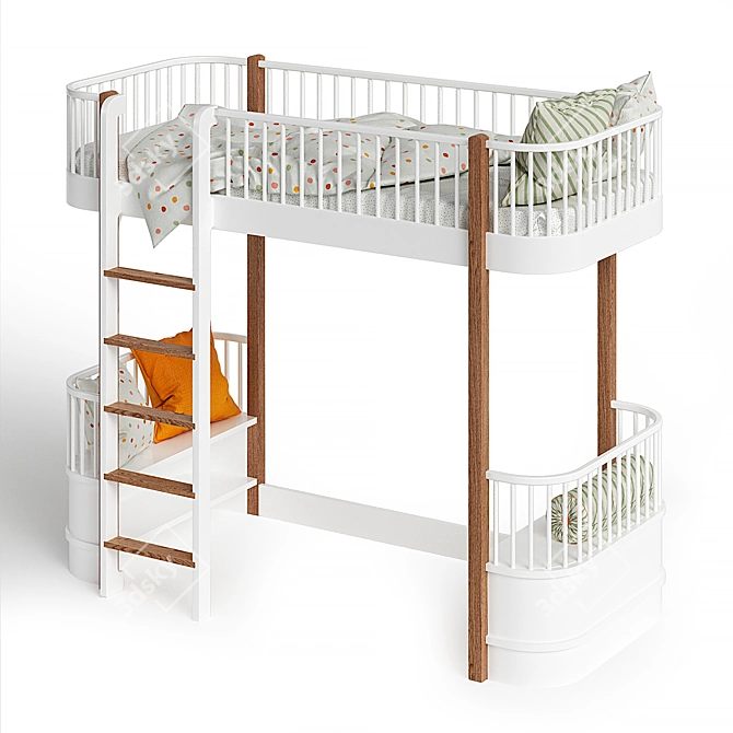 Wood Original Loft Bed: Stylish Baby Bed by Oliver Furniture 3D model image 2