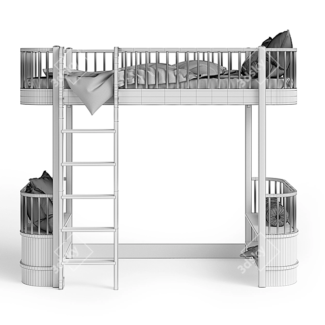 Wood Original Loft Bed: Stylish Baby Bed by Oliver Furniture 3D model image 4