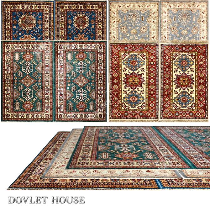 Luxury Woolen Carpets Set - DOVLET HOUSE (4 Pieces) 3D model image 1
