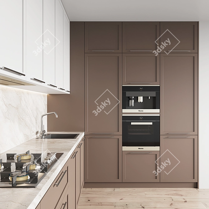  Modern Kitchen Set: Gas Hob, Sink, Oven & Hood 3D model image 3