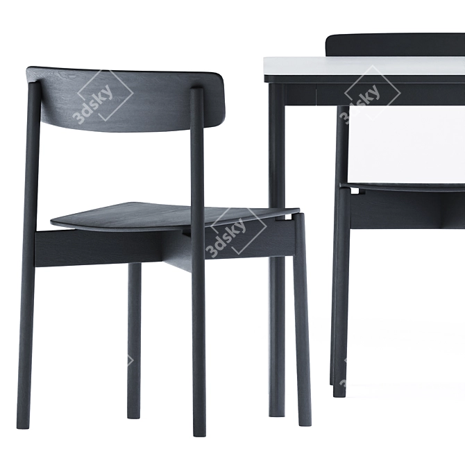 Sleek Base Table & Cross Chair Set 3D model image 2