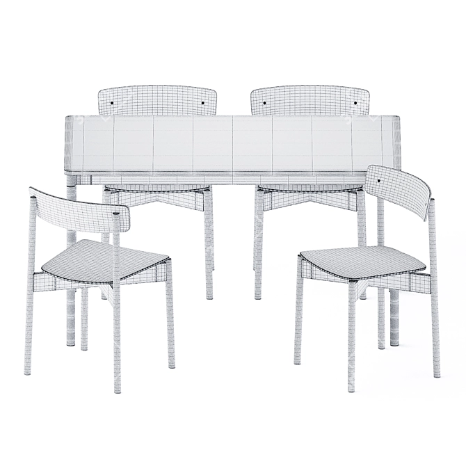 Sleek Base Table & Cross Chair Set 3D model image 3