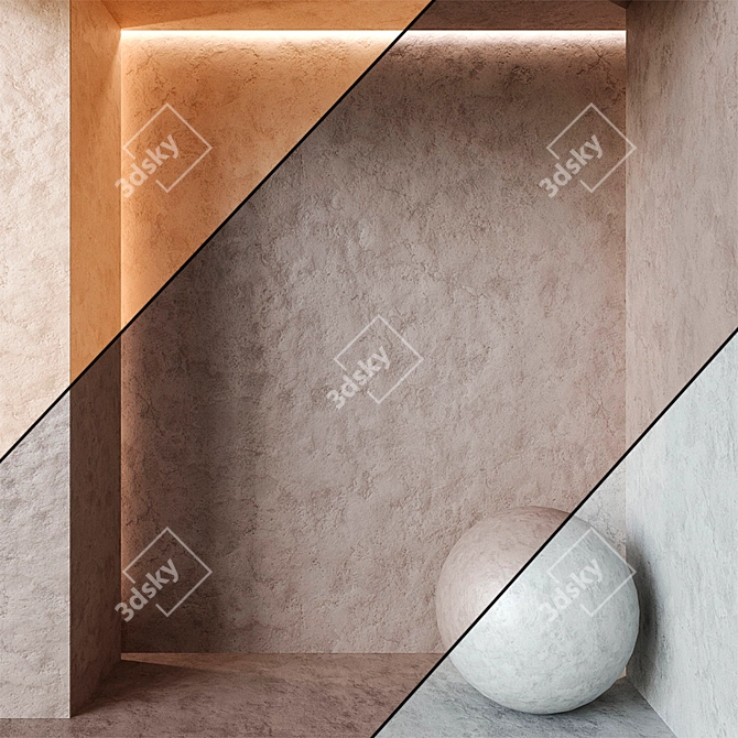 Seamless Plaster Textures Set 3D model image 1