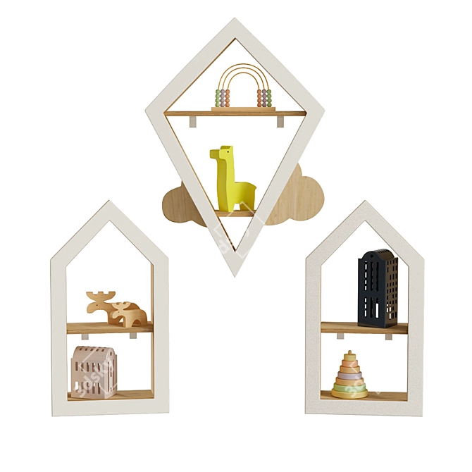 House-shaped Nursery Shelves 3D model image 1