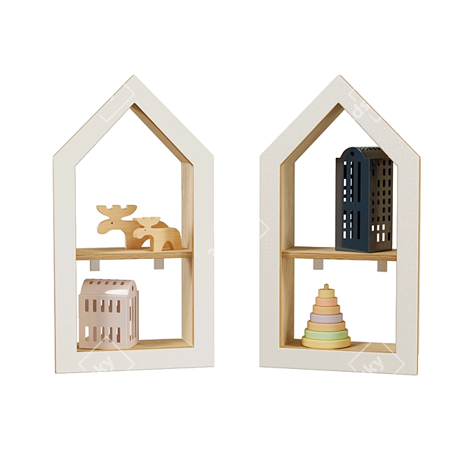 House-shaped Nursery Shelves 3D model image 2