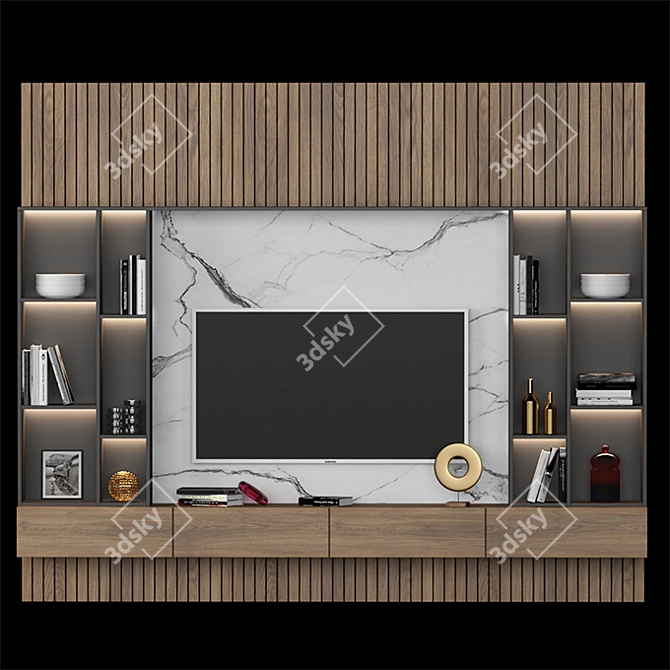 Modern TV Stand Design 3D model image 1